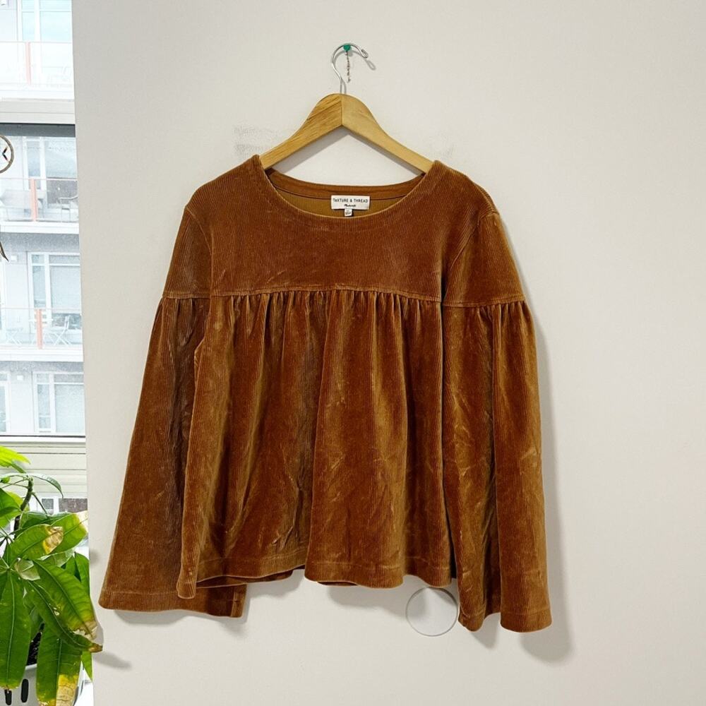 Madewell Texture & Thread Corduroy Swing Long Sleeve Top Size XL